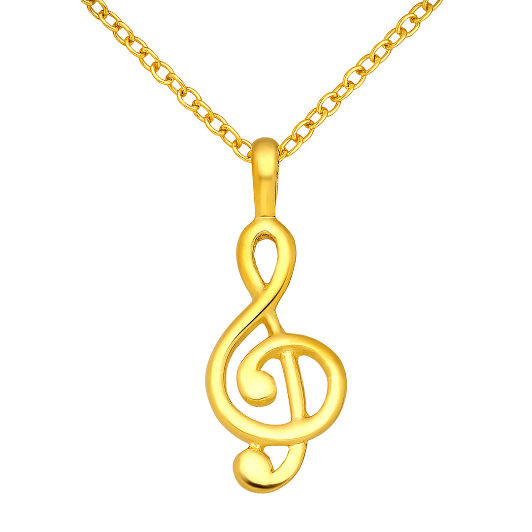 Gold Treble Clef Pendant Necklace