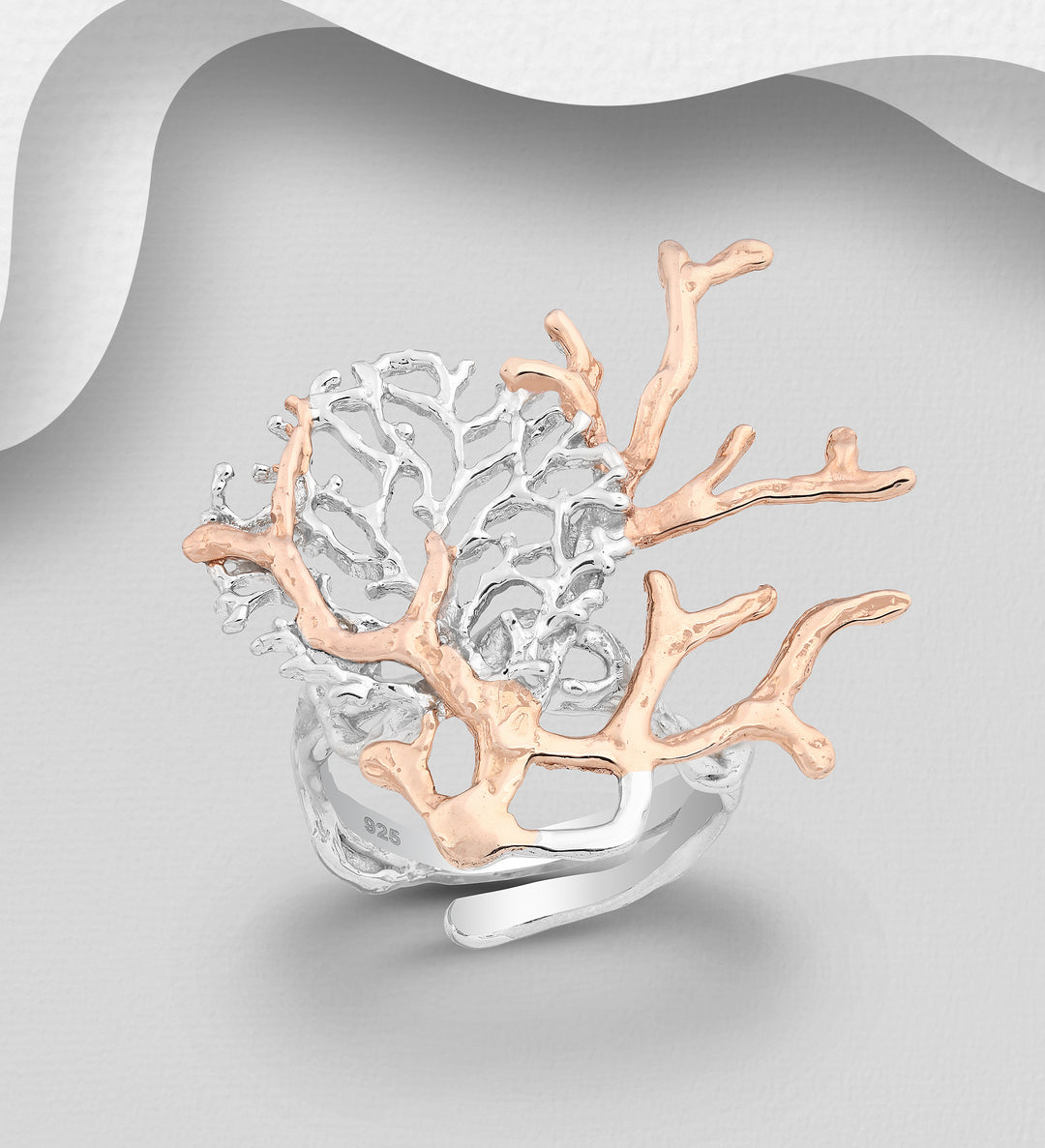 Two Tone Gold Coral Ring