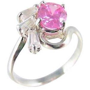 Silver & Pink Gemstone Ring