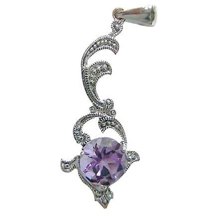 Amethyst & Marcasite Silver Pendant