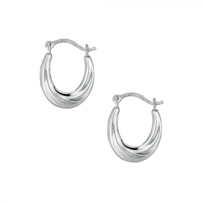 10K White Gold Mini Oval Hoop Earring
