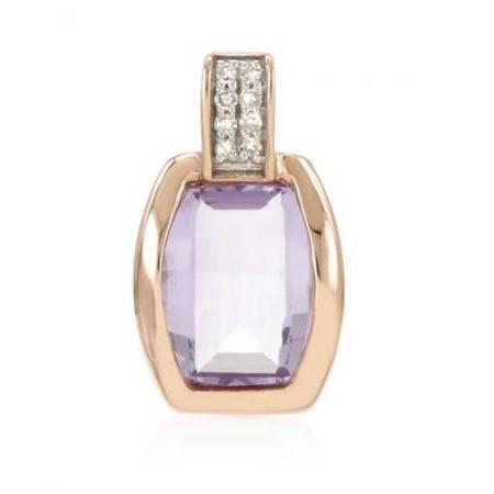 14K Gold Amethyst and Diamond Pendant