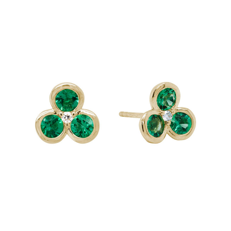 14K Gold Emerald Earrings