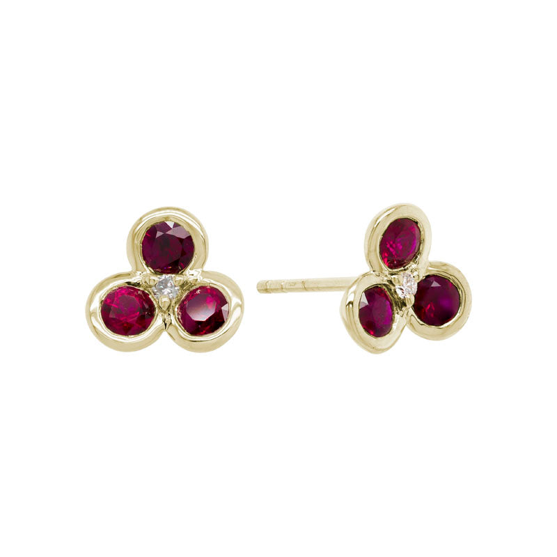 14K Yellow Gold Ruby Earrings