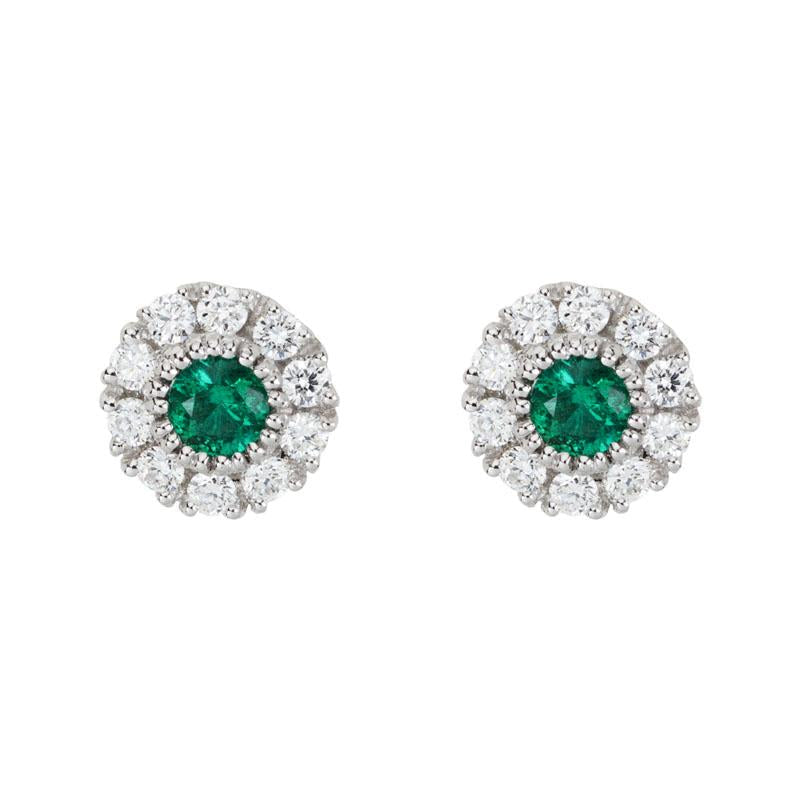 14K Gold Emerald Stud Earrings