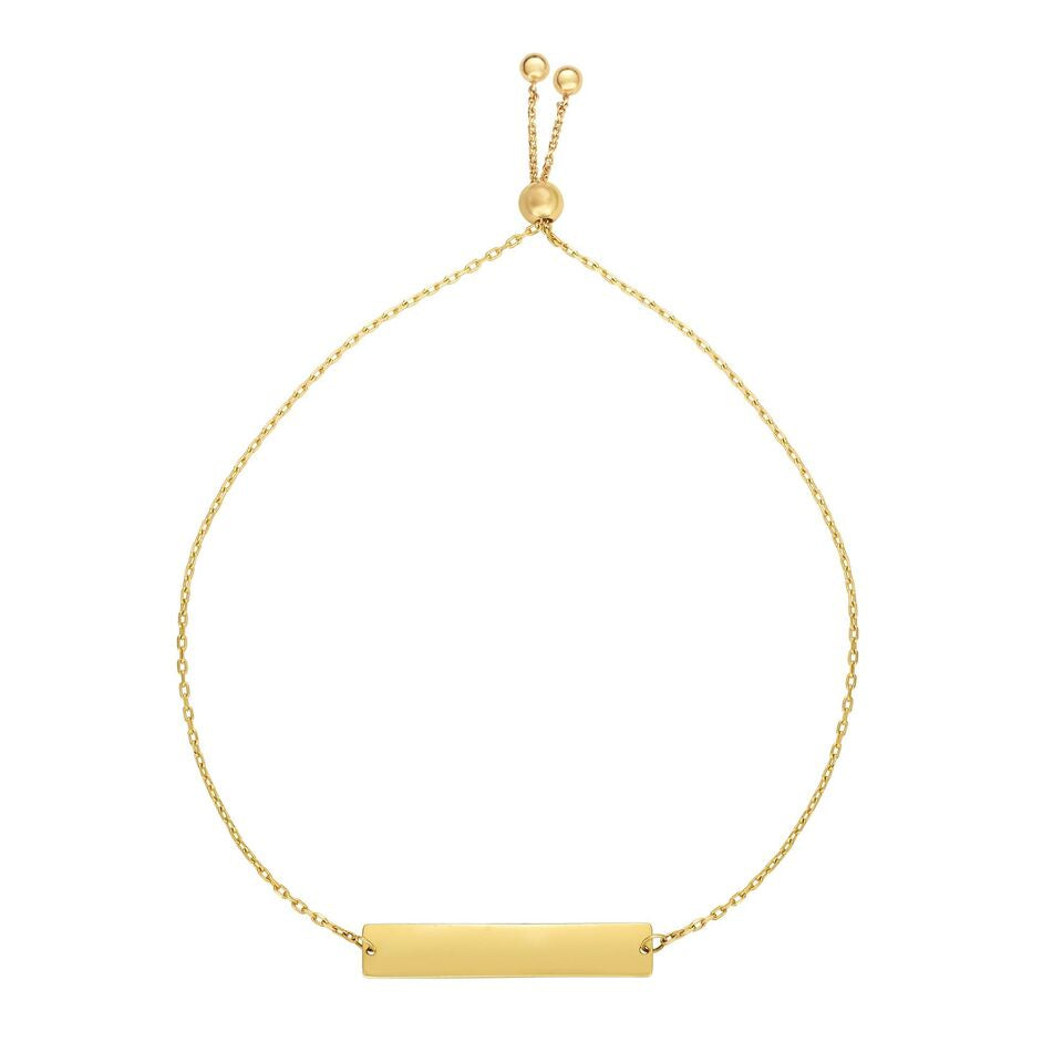 14K Gold Bar Drawstring Bracelet