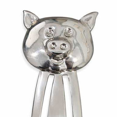 Sterling Silver Pig Bookmark – Cute Pig Head Metal Page Marker – Animal Lover Gift – Silver Tone Book Lover Accessory