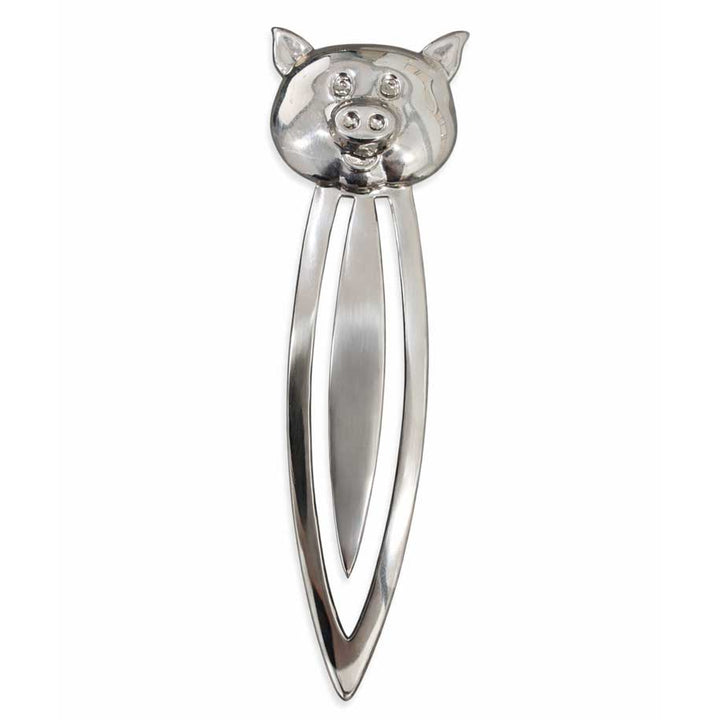 Sterling Silver Pig Bookmark – Cute Pig Head Metal Page Marker – Animal Lover Gift – Silver Tone Book Lover Accessory