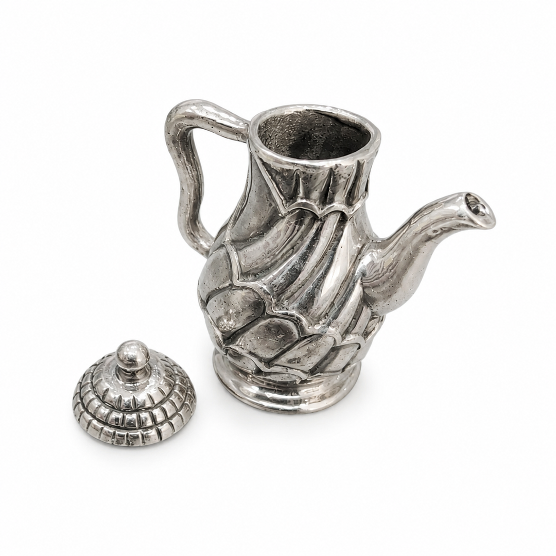 Sterling Silver Miniature Teapot with Removable Lid – 1.2 Inch Collectible Tea Pot