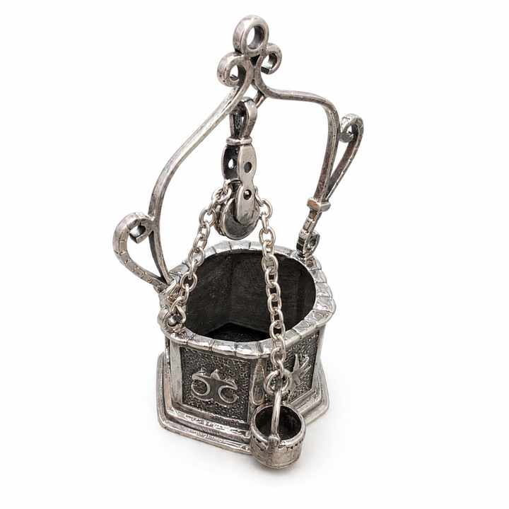Sterling Silver Miniature Wishing Well with Bucket and Chain – 2.25 Inch Collectible