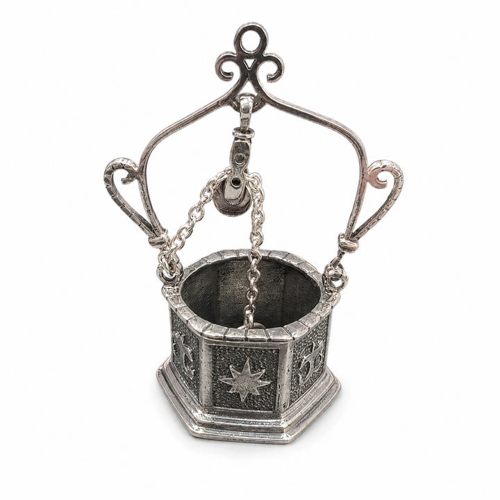 Sterling Silver Miniature Wishing Well with Bucket and Chain – 2.25 Inch Collectible