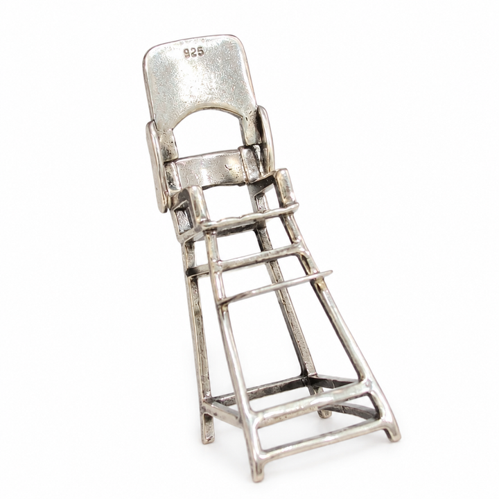 Sterling Silver Miniature Baby High Chair with Movable Tray – 1.85 Inch Collectible