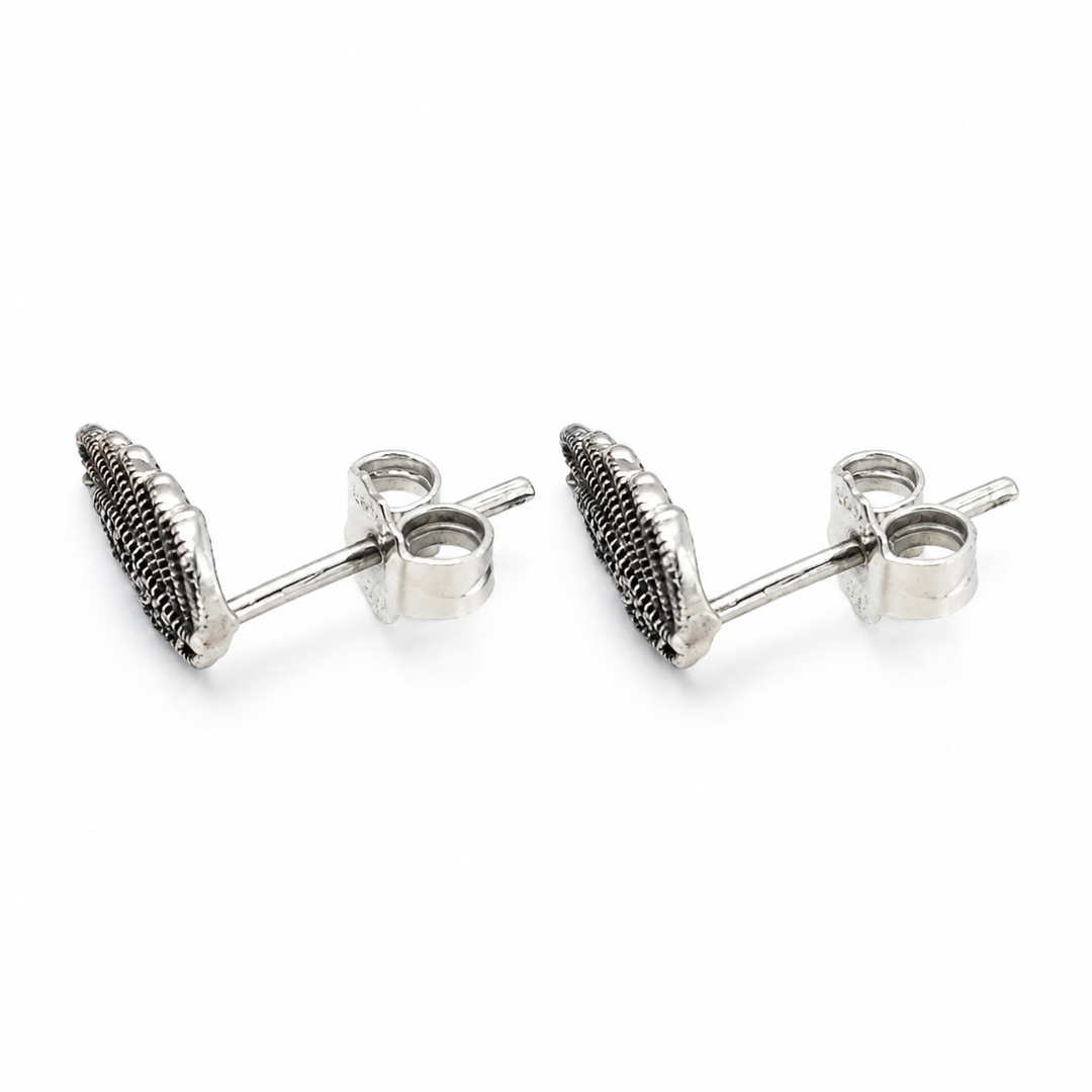 925 Sterling Silver Angel Wing Marcasite Post Earrings – 0.4 Inch Petite Stud Earrings
