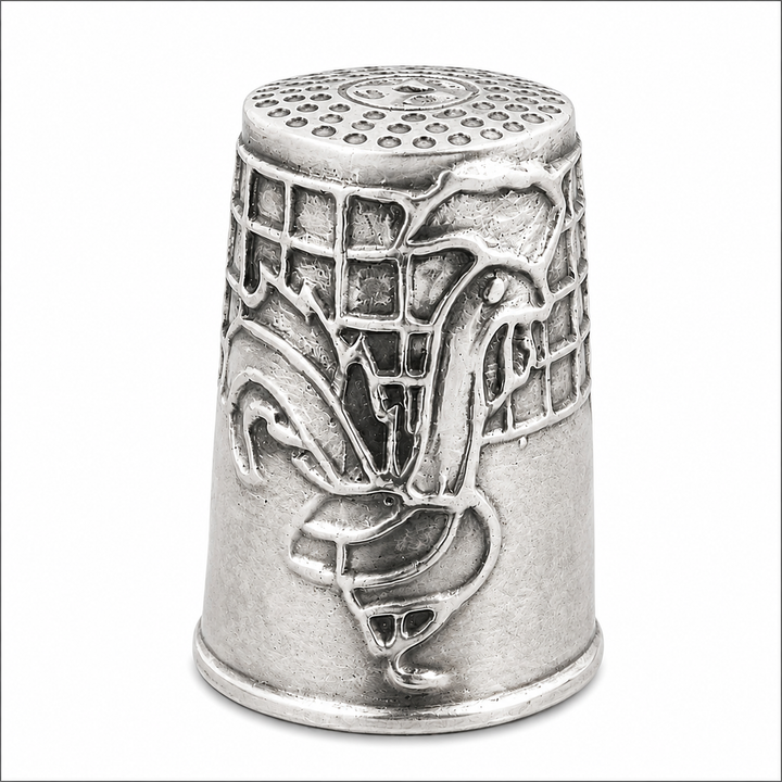 Victorian Style Sterling Silver Rooster Thimble – Ornate Floral 925 Silver Collectible – 1 Inch Tall