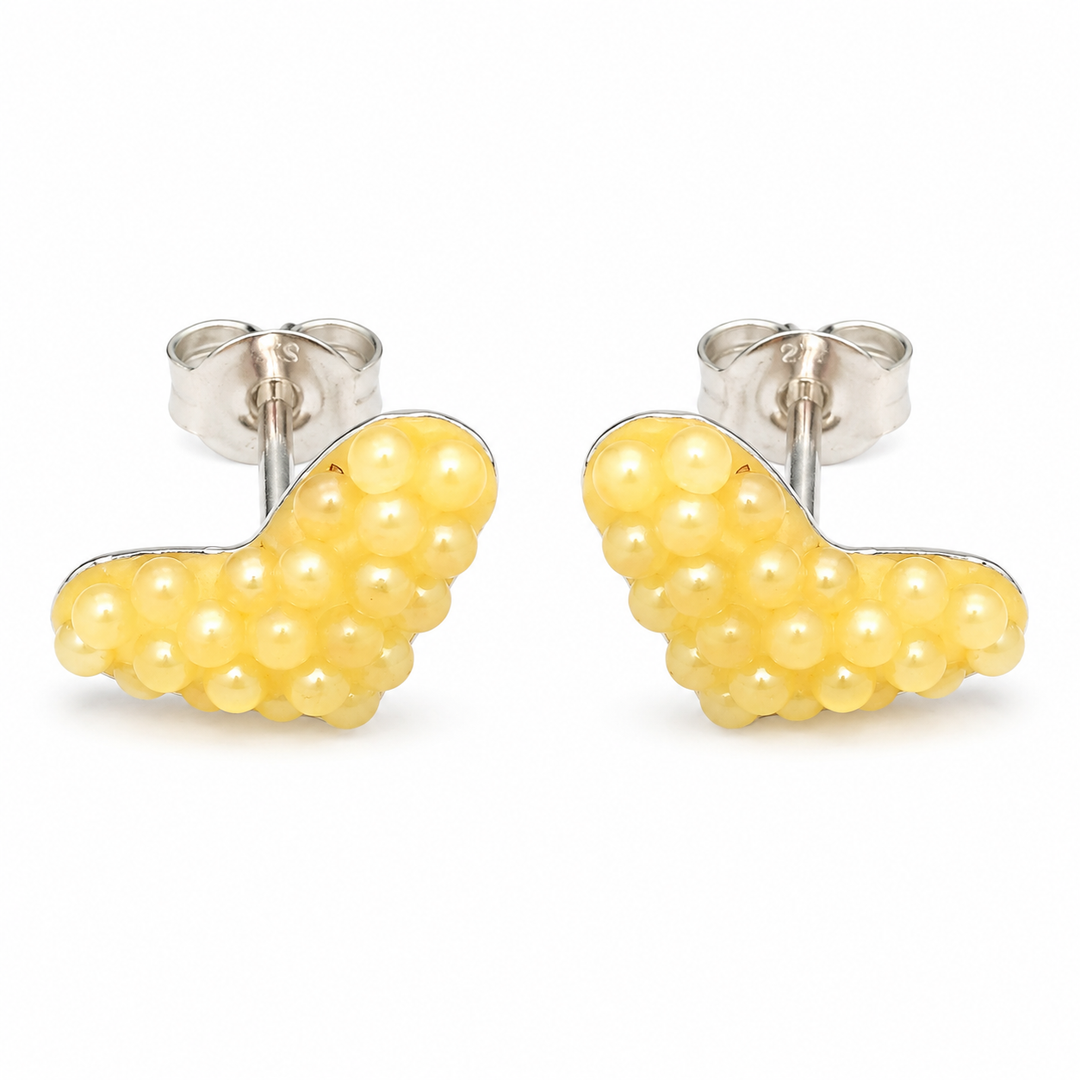 Sterling Silver Created Pearl Heart Post Earrings in Multiple Colors – Petite 1/2 x 1/4 Inch Stud Earrings