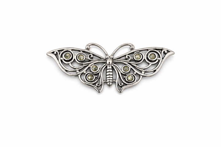 Sterling Silver Marcasite Butterfly Brooch – 1.75 Inch Wide Vintage Style Butterfly Pin
