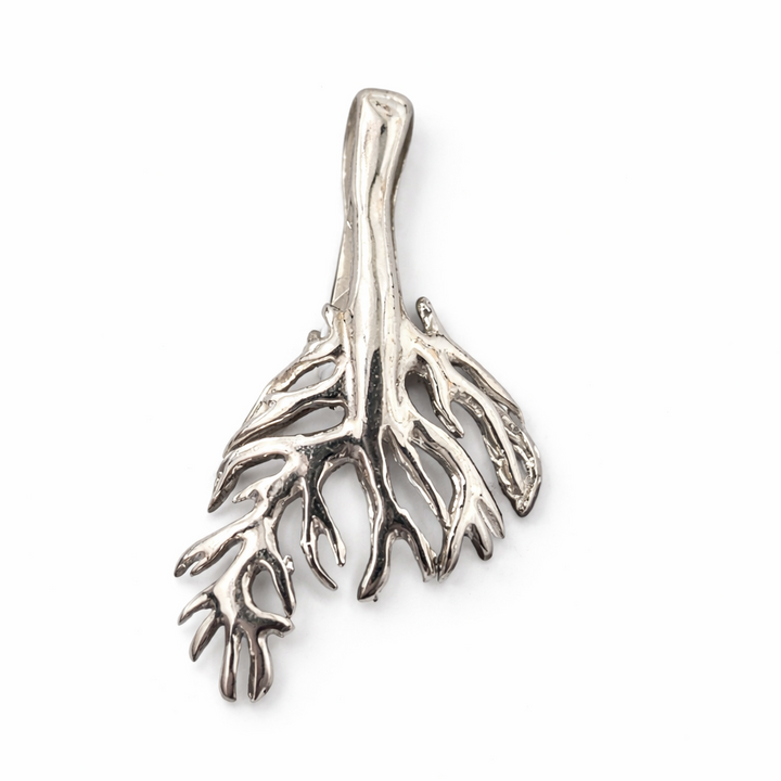 Sterling Silver Pinch Bail Pendant – Root Branch Design – 1.15" x 0.65"