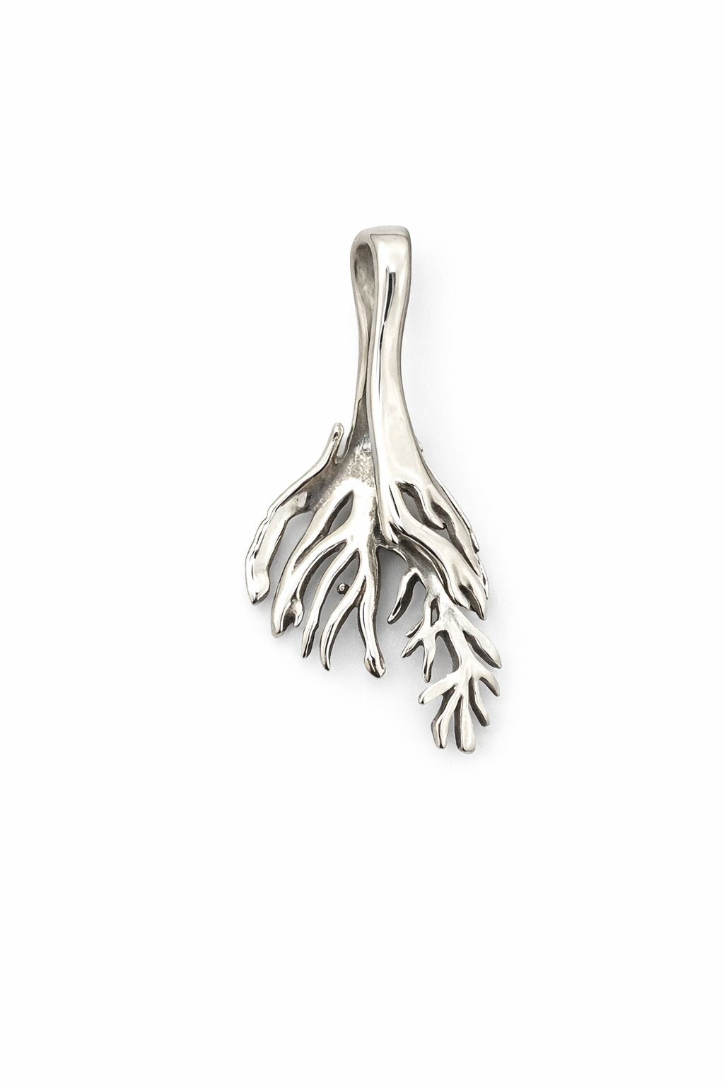 Sterling Silver Pinch Bail Pendant – Root Branch Design – 1.15" x 0.65"