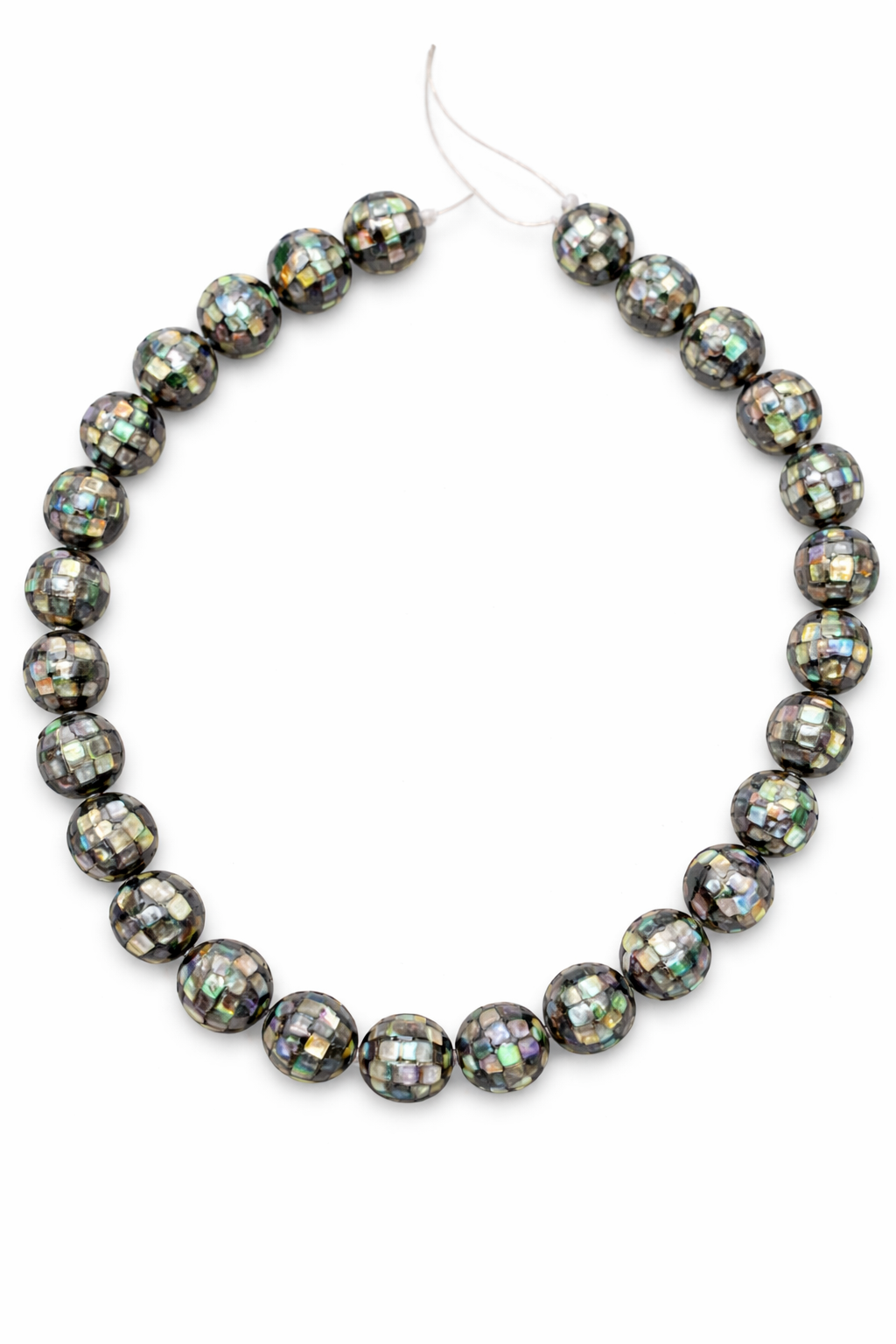 Abalone Shell Mosaic Beads 12mm Round – Lot Of 33 Iridescent Abalone Shell Inlay Beads For Jewelry Making