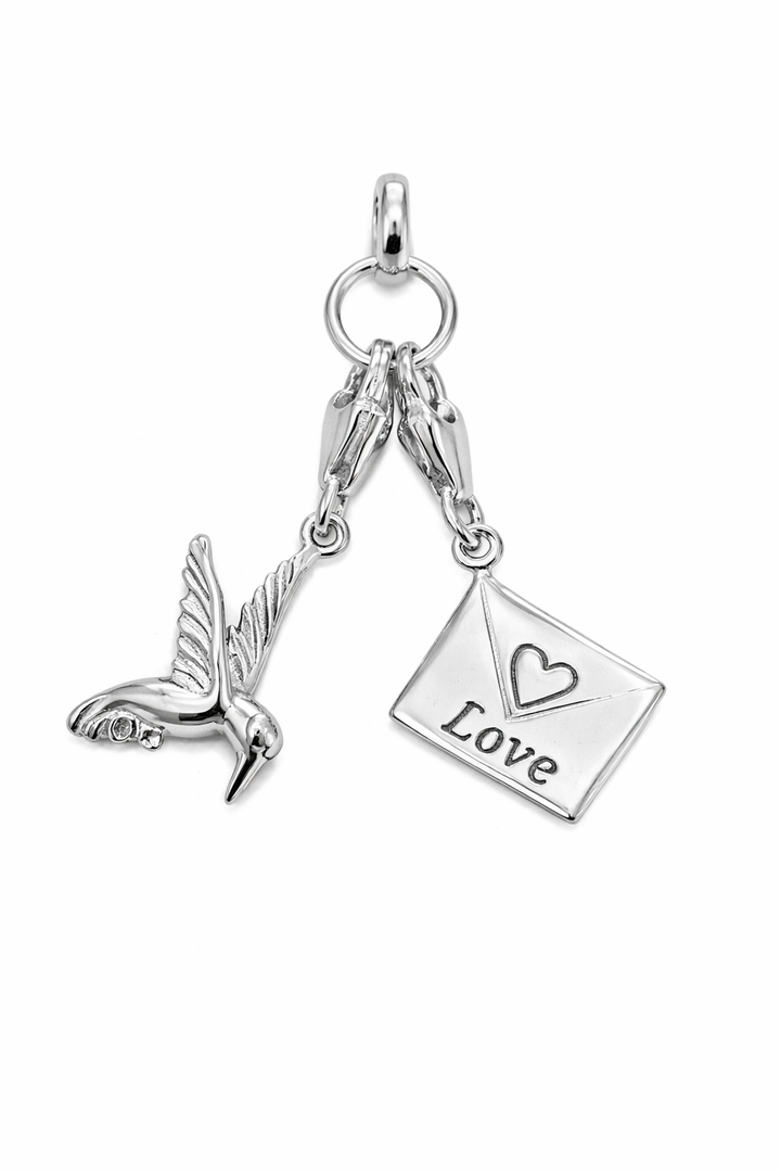 Sterling Silver CZ Enhancer Pendant Bail with Dual Lobster Clasps – 1 5/8” Drop Convertible Charm Holder