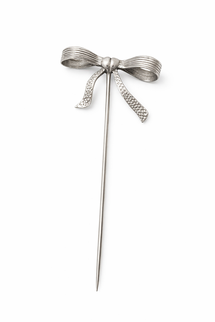 Sterling Silver Bow Stick Pin – 2.2" Long Elegant Ribbon Design (2.6 Grams)
