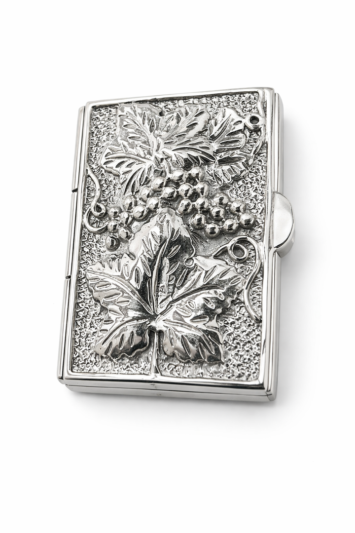 Sterling Silver Grapevine Miniature Case – 1.25" Solid Silver Vine & Grape Design 20.8g Vintage Style