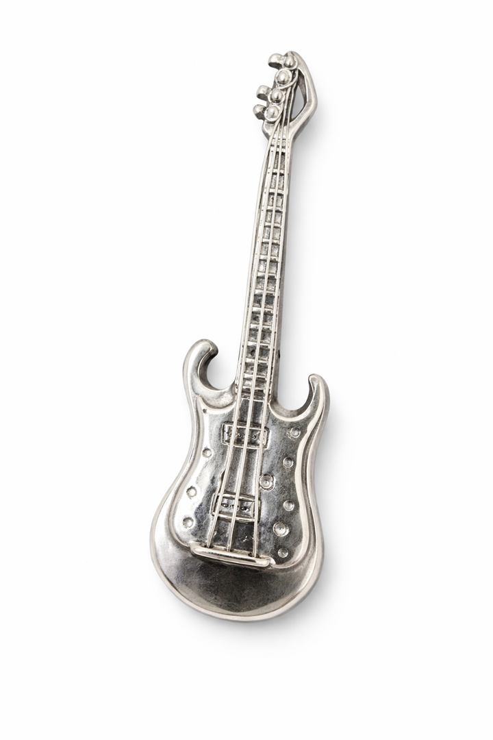 Sterling Silver Electric Guitar Miniature – 2.25" Solid Silver Instrument Figurine 8.5g