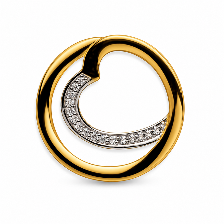 18K Yellow Gold Over Sterling Silver 3D Infinity Heart Pendant with Sparkling Diamond Simulants – 0.67 Inch Pendant Only