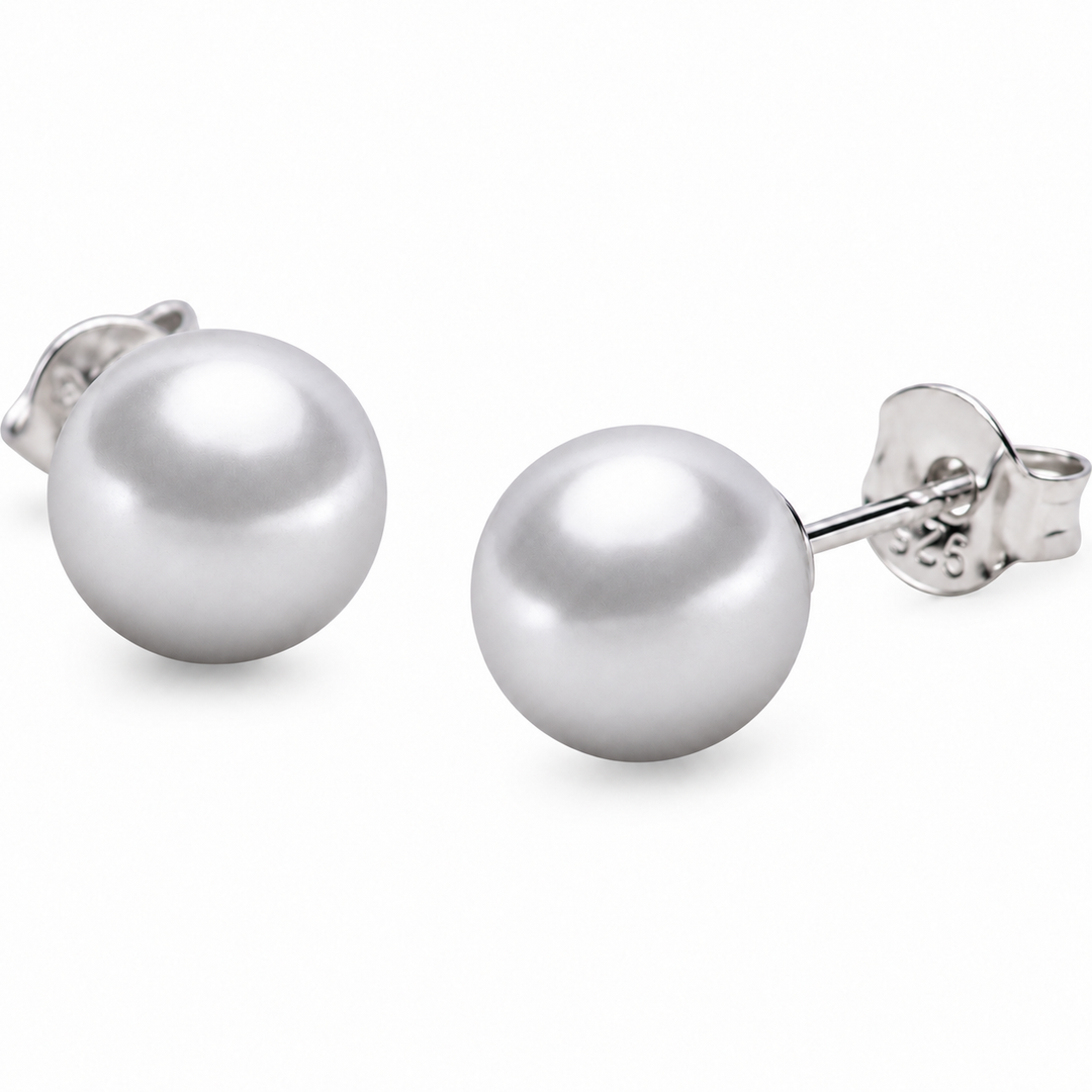 6 mm Created Pearl Stud Earrings with Sterling Silver Posts and Push Backs – Classic Light Grey Pearl Earrings (Copy)
