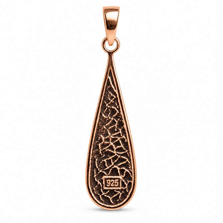 Pink Mother of Pearl Teardrop Pendant in 18K Rose Gold Over Sterling Silver – 1.62 Inch