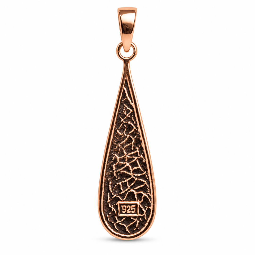 White Mother of Pearl Teardrop Pendant in 18K Rose Gold Over Sterling Silver – 1.62 Inch