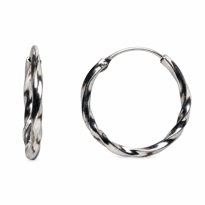 Petite Rhodium-Plated Sterling Silver Slow-Twist Hoop Earrings with Endless Wire Closure
