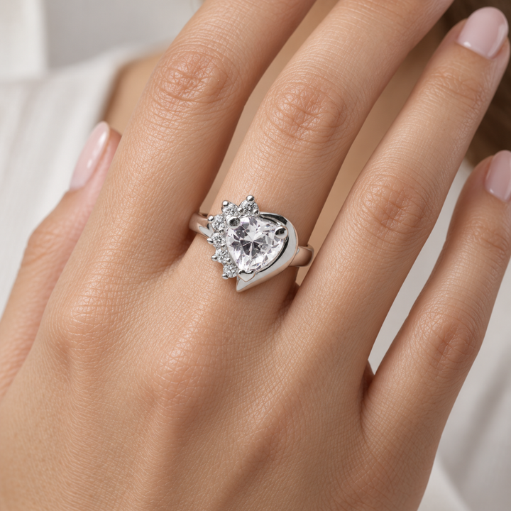 Sterling Silver Triple Shooting Star Ring with Clear Cubic Zirconia