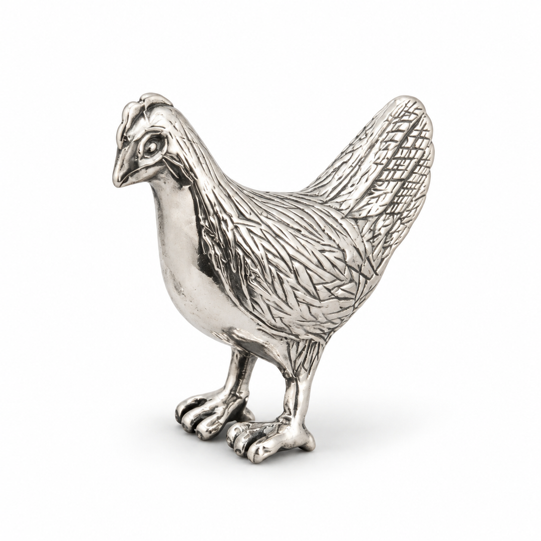 Sterling Silver Hen Figurine Miniature – 0.85 Inch, 0.25 Troy Ounce