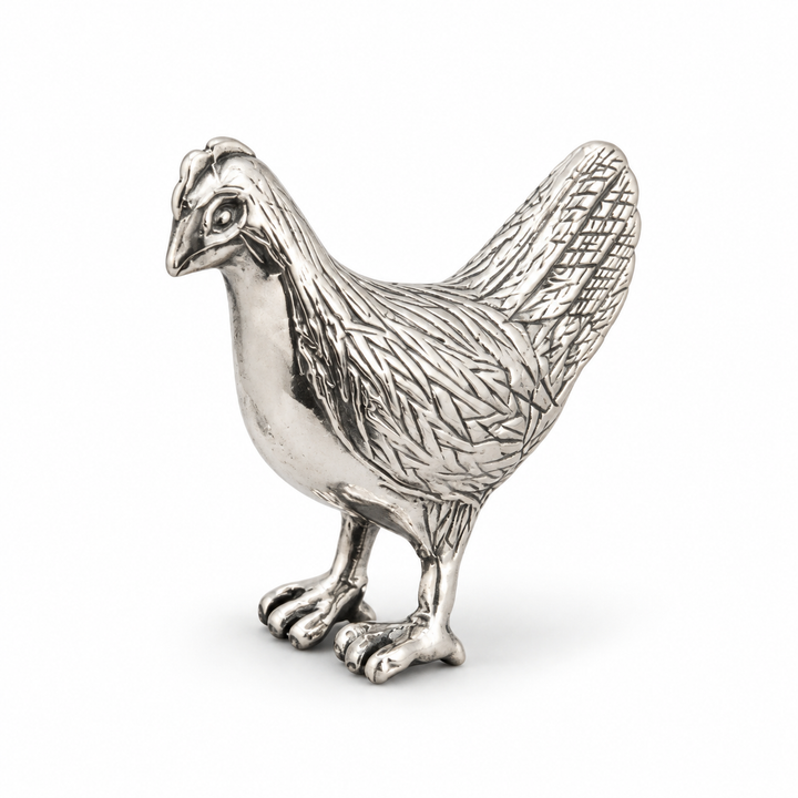 Sterling Silver Hen Figurine Miniature – 0.85 Inch, 0.25 Troy Ounce