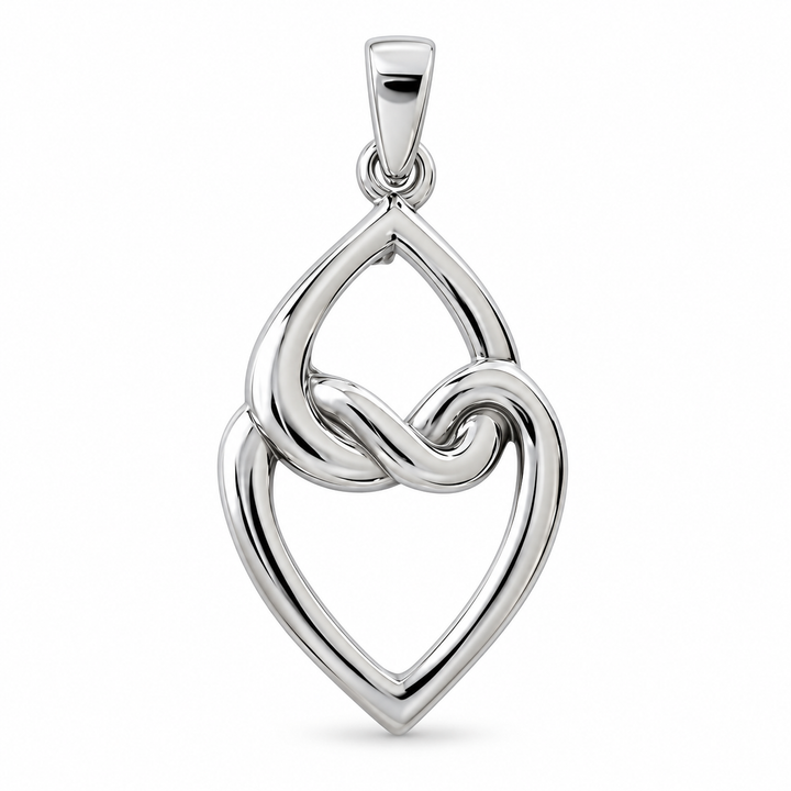 Sterling Silver Intertwined Double Heart Pendant 1 1/8 Inch Love Knot Jewelry