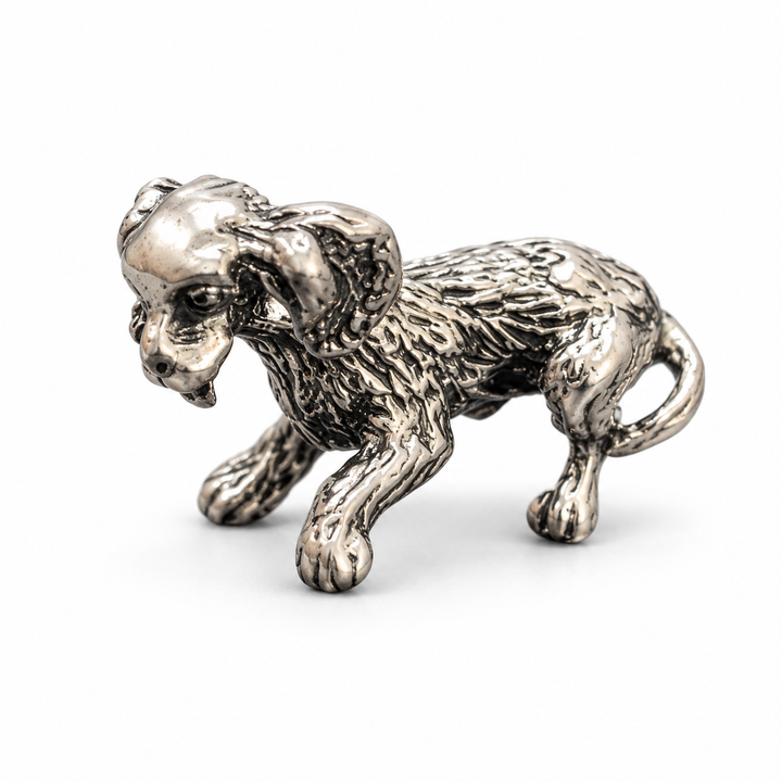 Sterling Silver Floppy-Eared Dog Figurine – Miniature 0.85 Inch Puppy Collectible