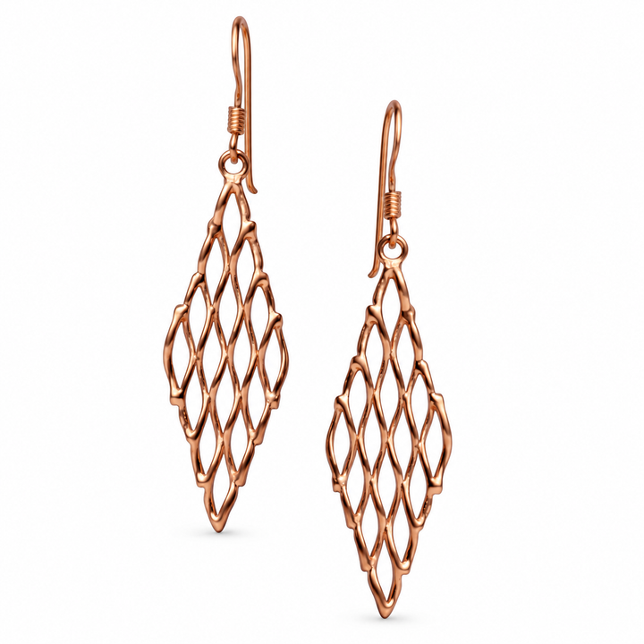 14K Rose Gold Over Sterling Silver Chandelier Dangle Earrings – 1.90 Inch