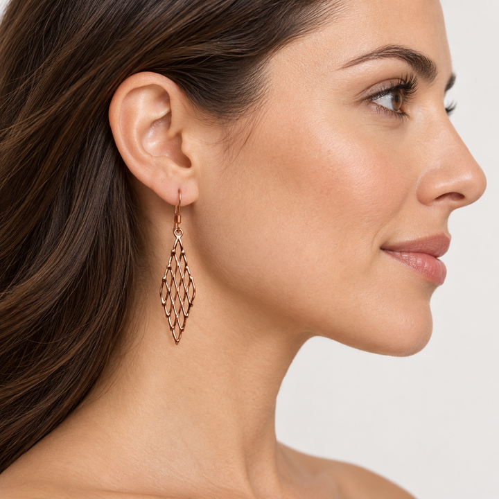 14K Rose Gold Over Sterling Silver Chandelier Dangle Earrings – 1.90 Inch