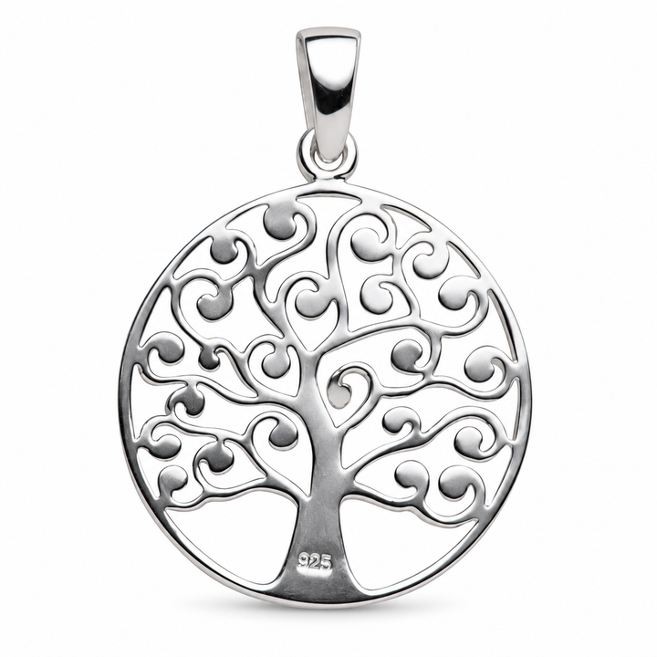 1.35 Inch Rose Gold & Sterling Silver Tree of Life Diamond Simulant Pendant