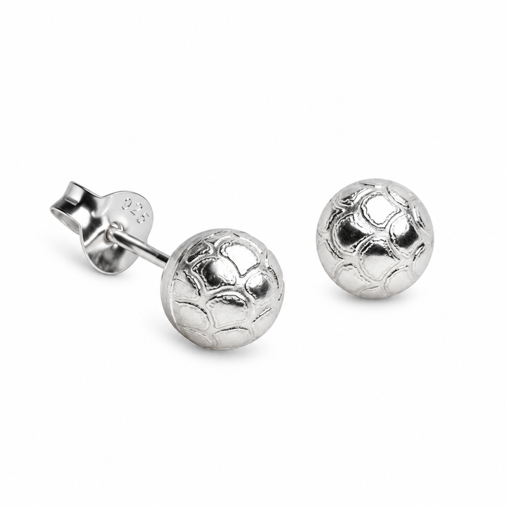 6mm Textured Sterling Silver Ball Stud Earrings with Push Backs