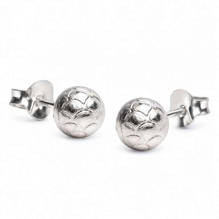 6mm Textured Sterling Silver Ball Stud Earrings with Push Backs