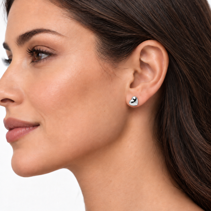 6 mm Sterling Silver Heart Stud Earrings – Petite High-Polish Classic Hearts with Push-Back Closures