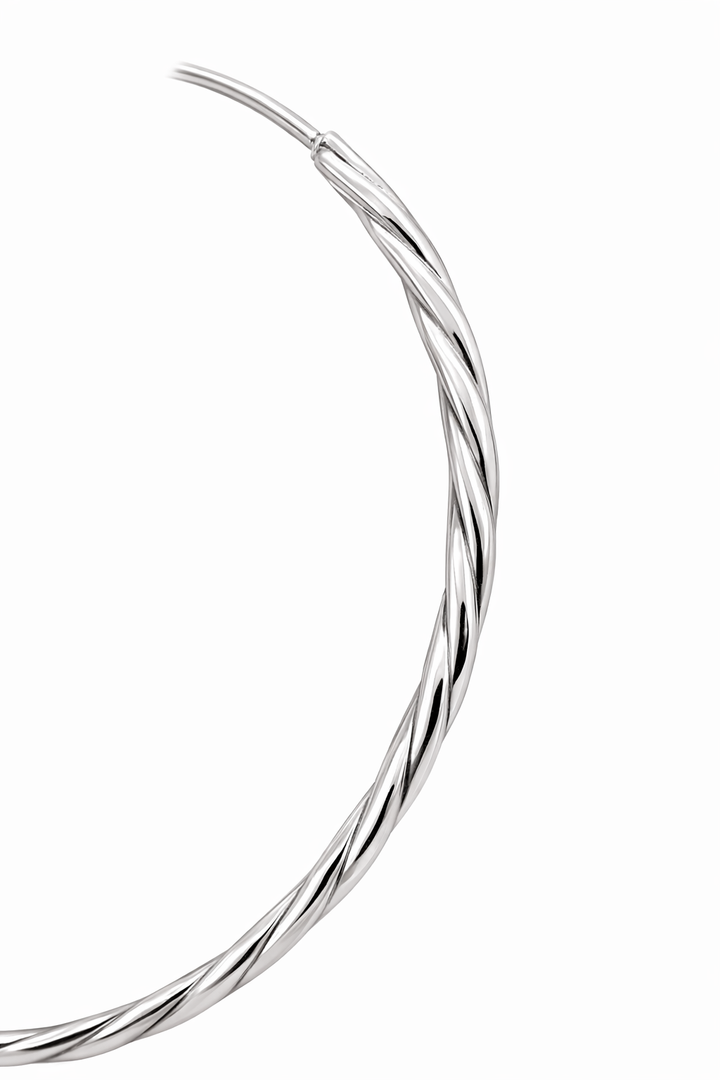 Sterling Silver Rope Hoop Earrings – 2 1/4 Inch Twisted Hoop Earrings – Classic Silver Hoop Jewelry
