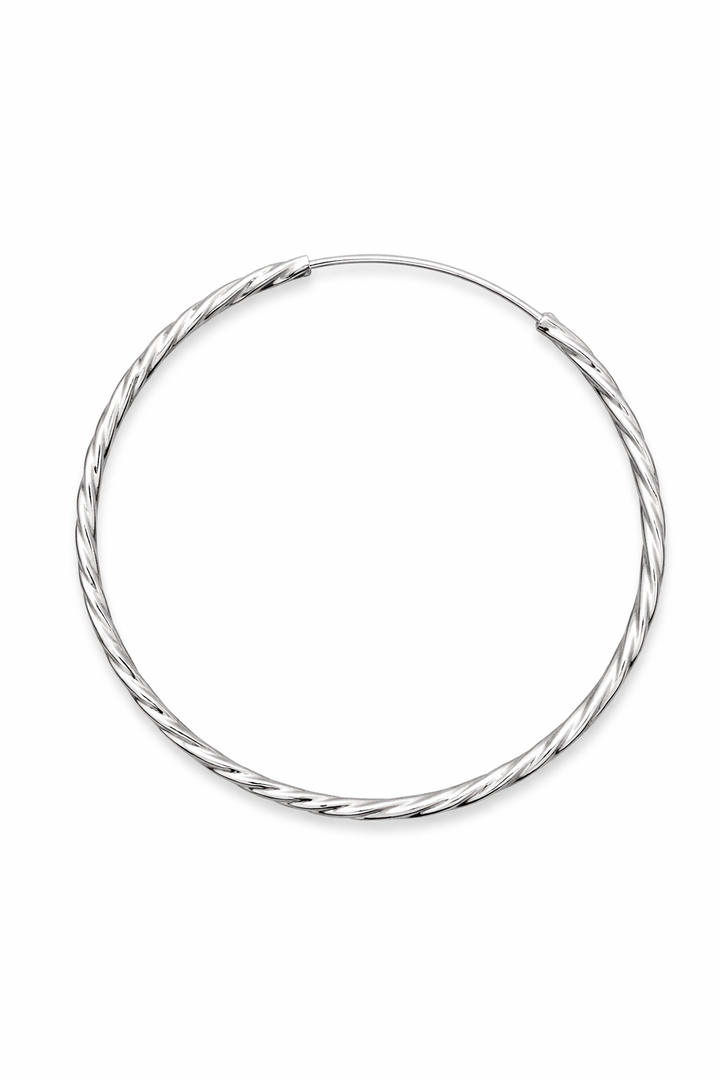 Sterling Silver Rope Hoop Earrings – 2 1/4 Inch Twisted Hoop Earrings – Classic Silver Hoop Jewelry