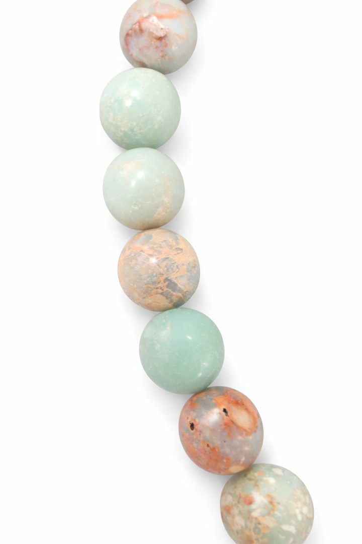 Natural African Opal Jasper Bead Strand – 34 Round 12MM Gemstone Beads – Blue Opal Jasper Jewelry Making Strand