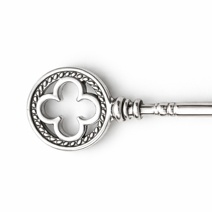 Sterling Silver Skeleton Key Charm – 1.9" Long Vintage Style Key Pendant (Approx. 5g)