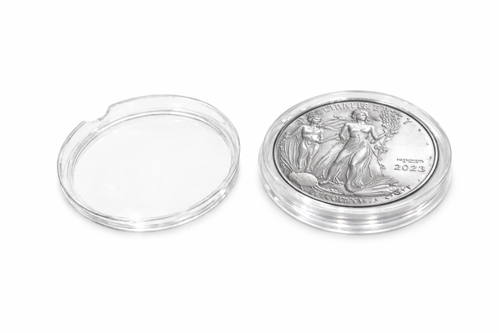 1.6 Inch Inside Diameter Round Coin Capsule – Clear Protective Holder for 1 oz Coins