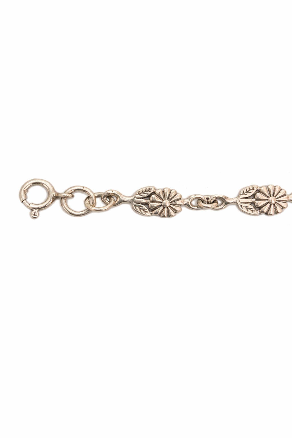 Sterling Silver Floral Link Bracelet – 7 Inch Vintage Style Daisy Design