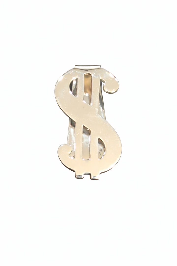 Sterling Silver Dollar Sign Money Clip – 2 Inch Polished $ Symbol